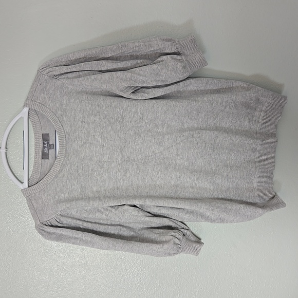 Marled | Gray Puff Sleeve Sweater Top Size Large - Picture 2 of 9